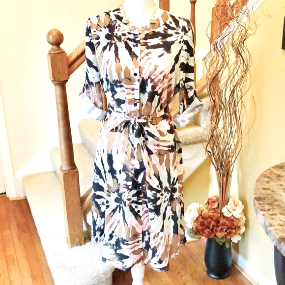 SHEIN Belted Tie Dye Shirt Dress - Picture 4 of 10